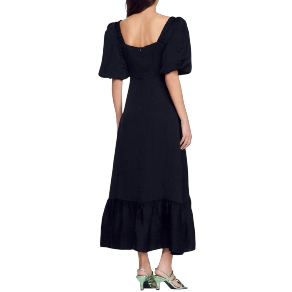 NWT Sandro Dress Falbala Noir Embellished Rhinestone Size US 4 - 6 / 38 - Picture 3 of 13